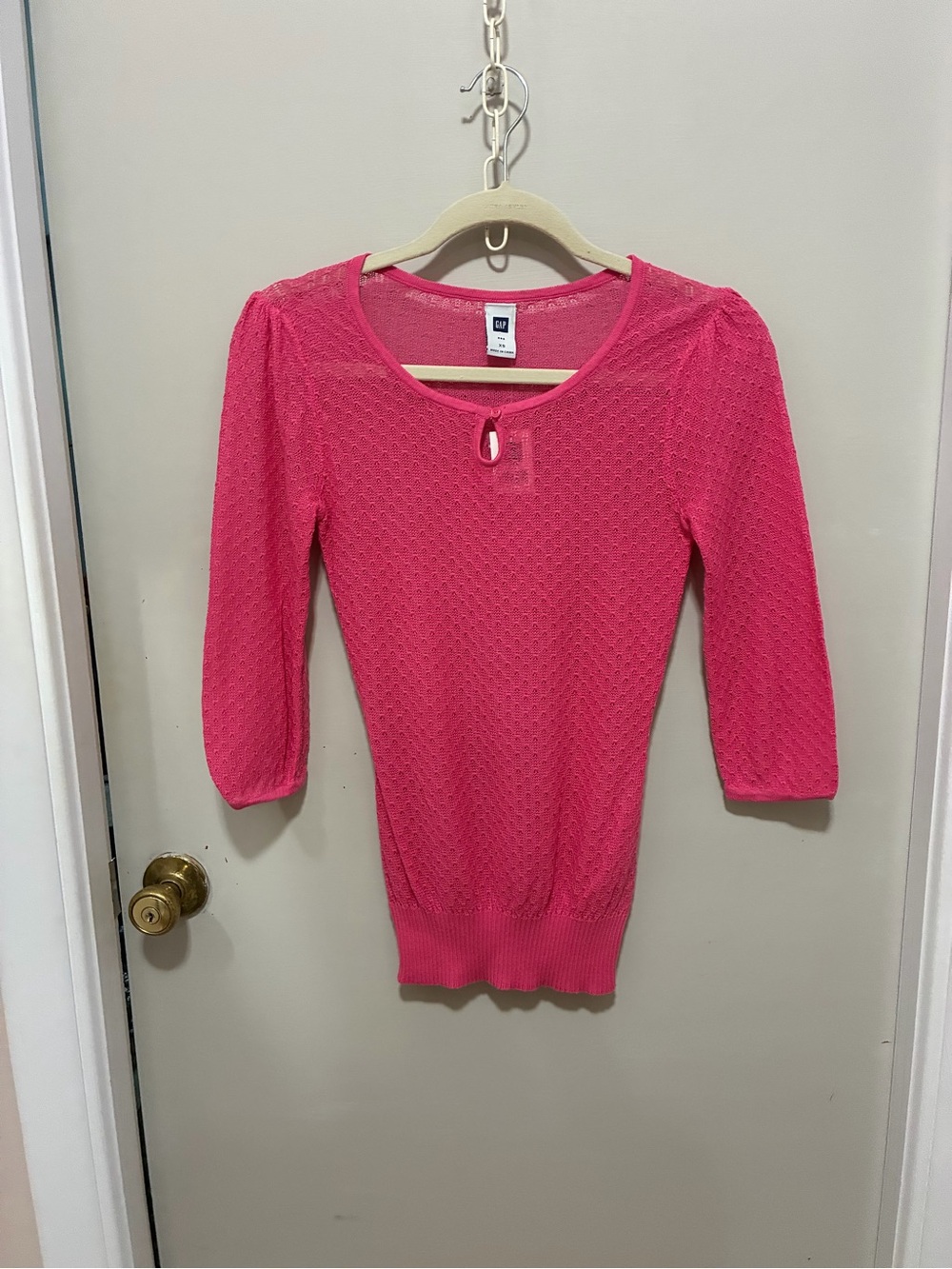 GAP Pink Pointelle Scoop-Neck Sweater
